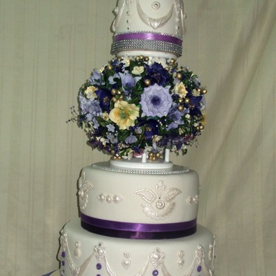 Purple And White ... Wedding Cake