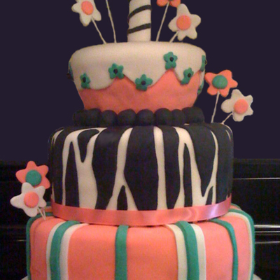 1St Birthday Pink Zebra Cupcake Cake