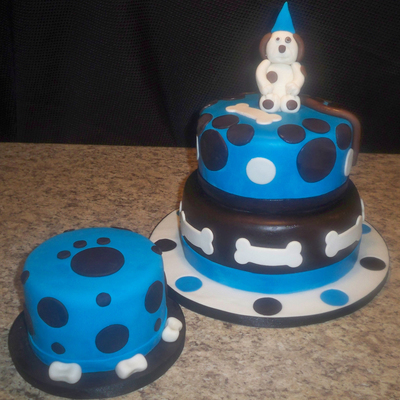 Blue And Brown Doggie Themed 1St Birthday
