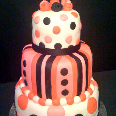 Pink, White And Black Polka Dot 4Th Birthday Cake