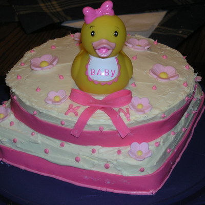 Round And Square Baby Girl Cake