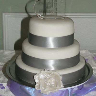 Wedding Renewal Cake- Silver And Ivory