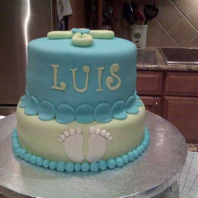 Baby Baptism Cake Blue And Green