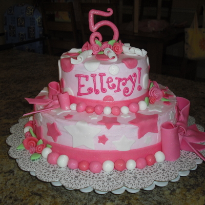 Pink Little Girl Birthday Cake