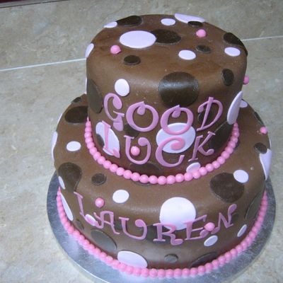 Brown & Pink Polka Dot Cake