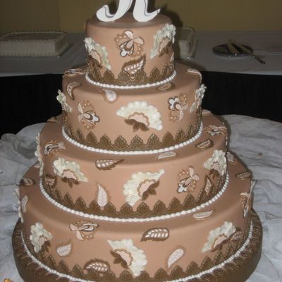 Floral Applique Wedding Cake
