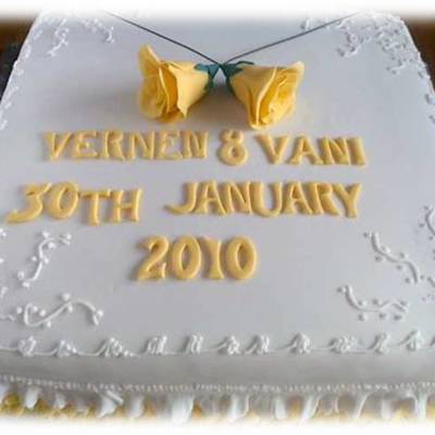 Yellow White Wedding Cake