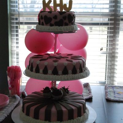 Pink & Brown Bridal Shower Cake