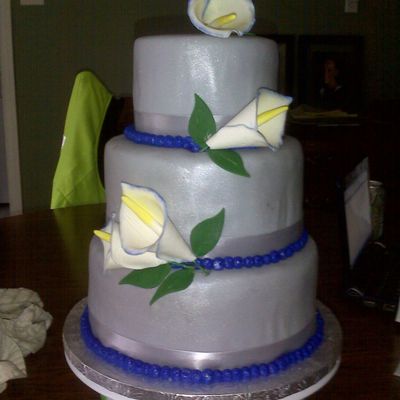 Navy Blue & Silver Bridal Shower Cake