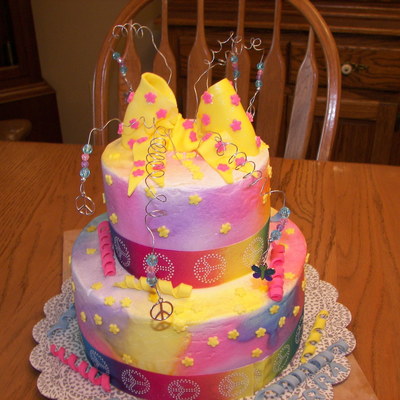 Peace Sign, Tye Dye Cake