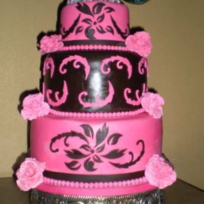 Pink And Black Birthday Cake