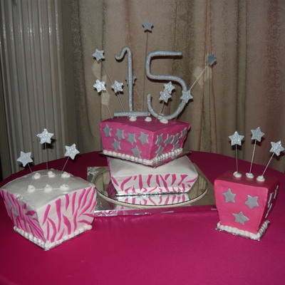 This Was A Cake For A Quinceanera And I Take Inspiration Of Cake Centrals Cakes I Made This Cake With Bcf Fondant Details Stars And Num