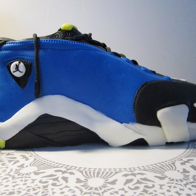 First Sneaker Cake! Blue Jordan Shoe Cake