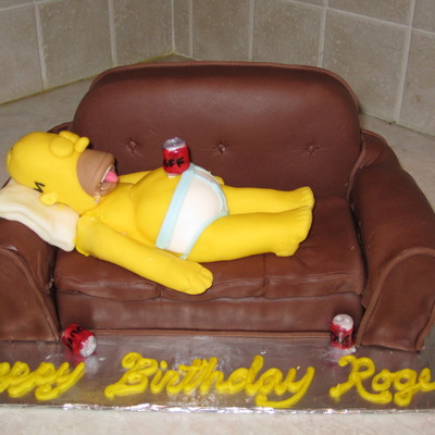 Homer Simpson On Couch Cake