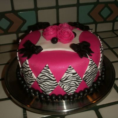 Pink And Black Zebra Cake