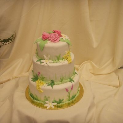 Spring Flowers Wedding Cake