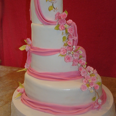 Oval, Pink Fondant Draping/swags Gumpaste Roses