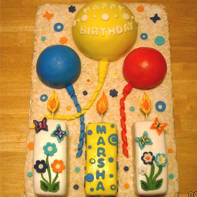 Balloons And Candles Bday Cake