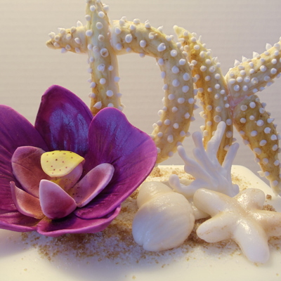 Beach Wedding Cake With Custom Starfish Topper