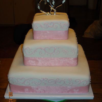 Pink Fondant Wedding Cake