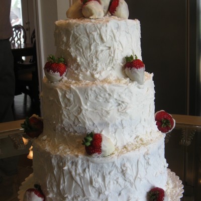 Strawberry Cake With Bc Icing & Chocolate Dipped Strawberries