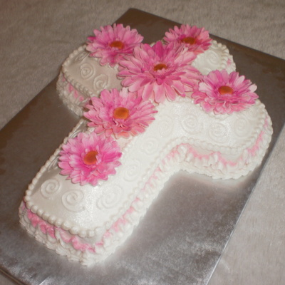 1St Communion Gerber Daisy Cross