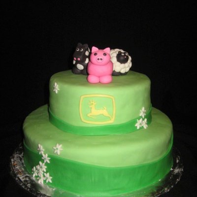 John Deere Farm Animal Baby Shower Cake