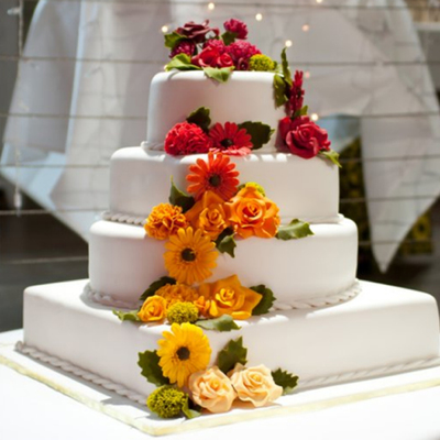 4 Tier Flower Wedding Cake