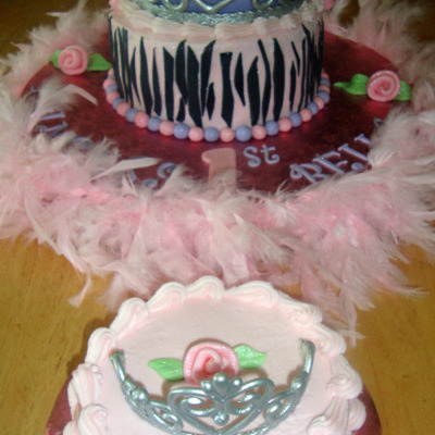 Princess Zebra Cake W/ Matching Smash Cake
