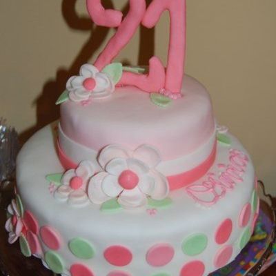 Pink And Green Birthday Cake
