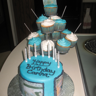 19Th Birthday Cake And Cupcakes