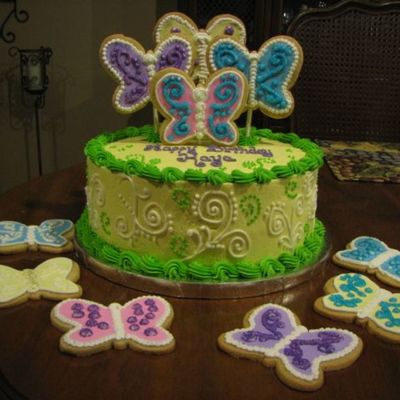 Butterfly Cake With Butterfly Cookies