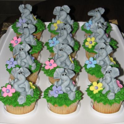 Grey Elephant Cupcakes