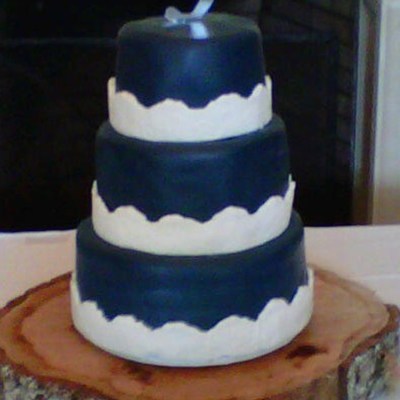 Navy Blue Wedding Cake With Lace