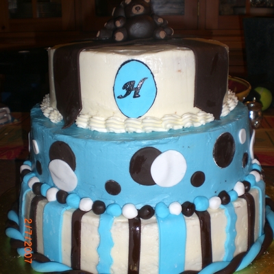 Boy's First Birthday Teddy Bear Cake