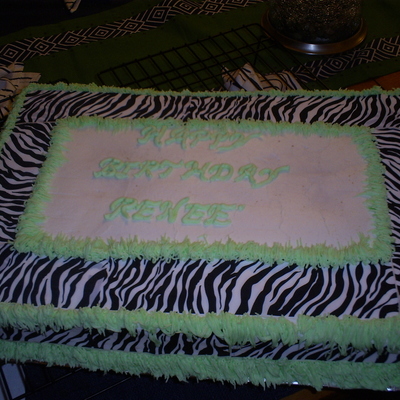 Black & White Zebra Print Birthday Cake