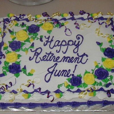 Purple And Yellow Retirement Cake