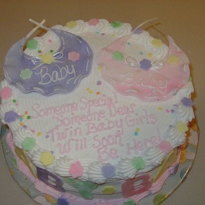 Baby Shower Twin Cake With Fondant Bibs