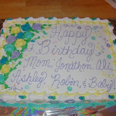 Simple 1/2 Sheet Cake In Spring Colors