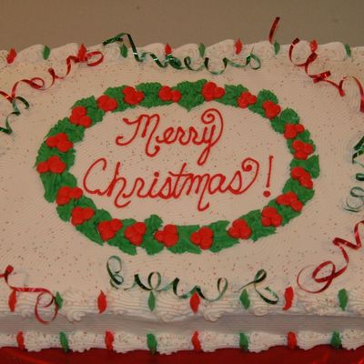 Full Sheet Christmas Cake For Church With Simple Decorations