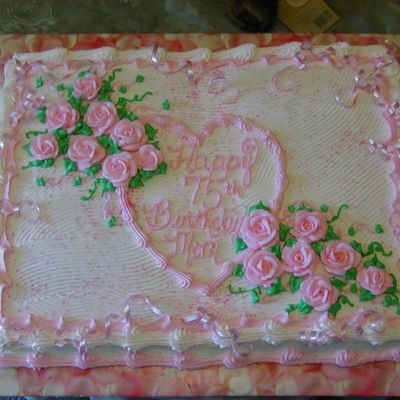Pink Happy Birthday Cake With Roses