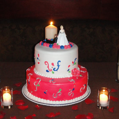 Pink And Cobalt Blue Wedding Cake