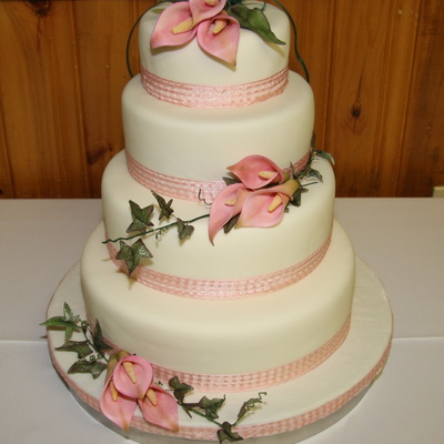 Pink Calla Lily Wedding Cake