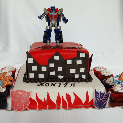 Two Tiered Transformer Cake