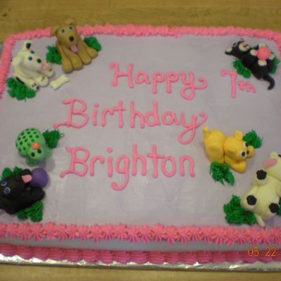 Puppy, Cat And Turtle Birthday Cake.