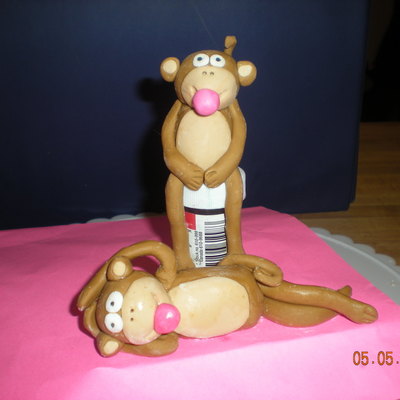 Monkies Blowing Bubble Gum.