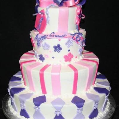 4 Tier Sweet 16 Birthday Cake
