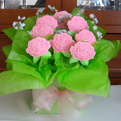 Pink Rose Cookie Bouquet