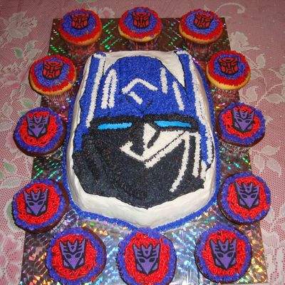 Transformers Optimus Prime Cake And Cupcakes