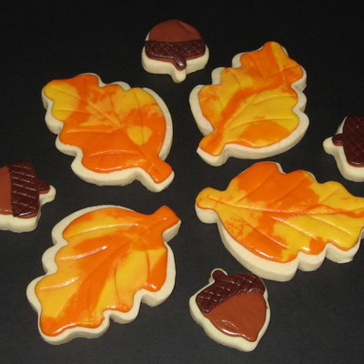 Fall Leaves And Acorns.